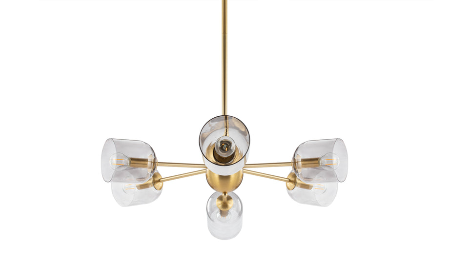 GraceGrace - Grace Chandelier, Brass and Smoked Glass