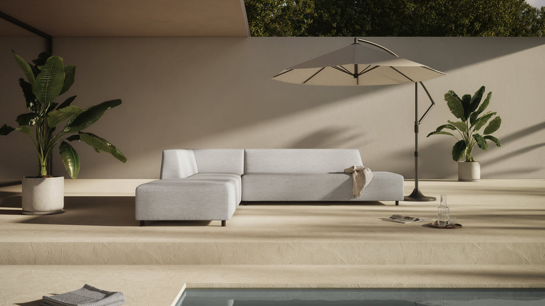 AcquaAcqua - Acqua Outdoor Sectional Module, Chaise, Left Arm, Dove Gray Performance Weave