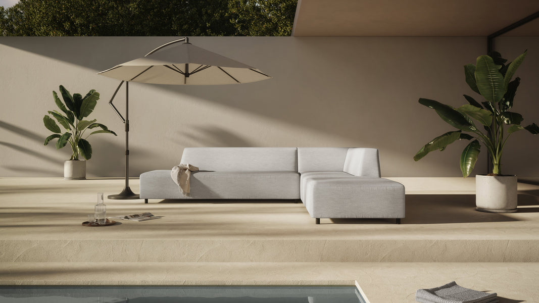 AcquaAcqua - Acqua Outdoor Sectional Module, Chaise, Right Arm, Dove Gray Performance Weave