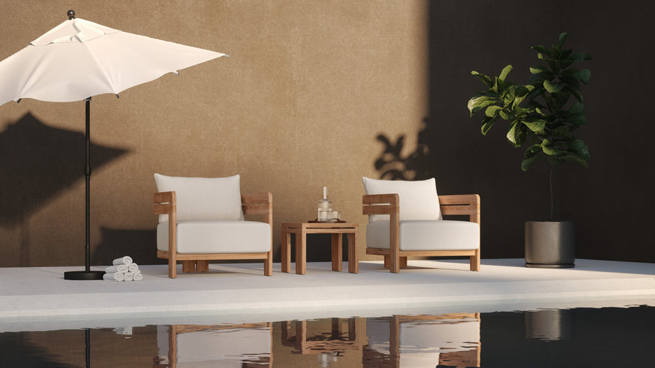 LussoNatural Teak with White Cushions
