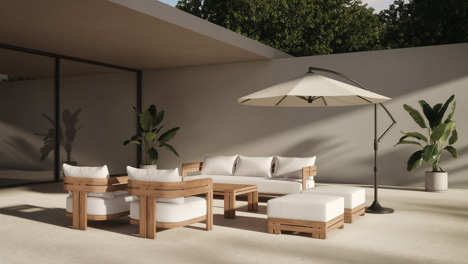 LussoNatural Teak with White Cushions
