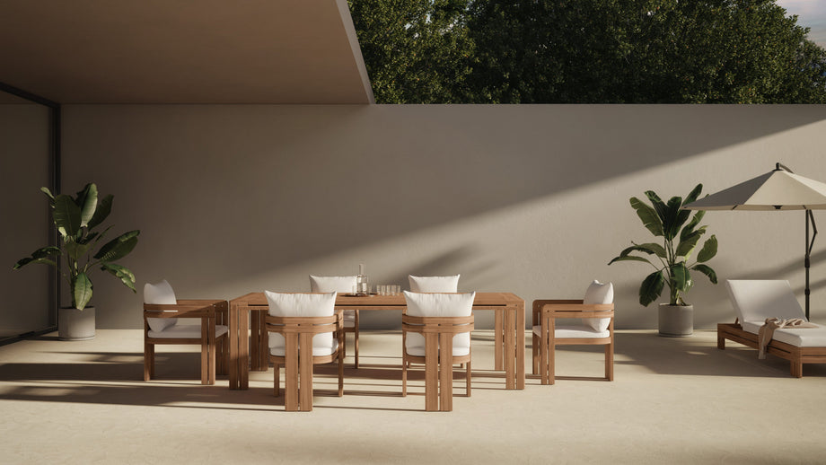 LussoNatural Teak with White Cushions
