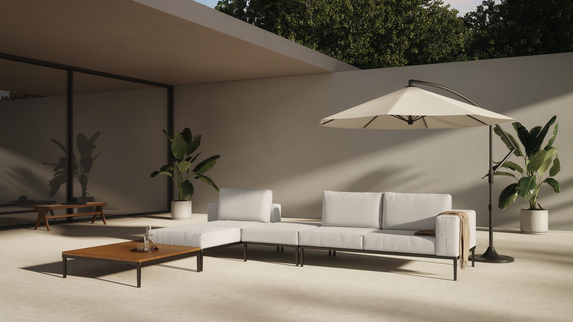 MarcusMarcus - Marcus Outdoor Chaise, Left, Shell Performance Weave and Teak