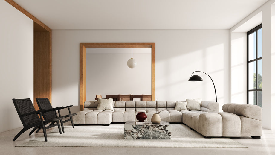 TuftyBeige Gray Chenille