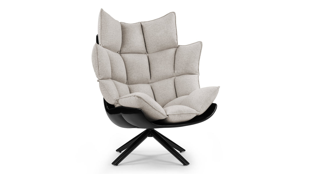 HuskHusk - Husk High Back Lounge Chair, Wheat Gray Cashmere Wool