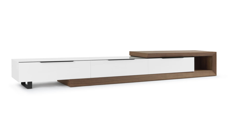 CellaCella - Cella Adjustable Media Console, Walnut, 165cm to 306cm