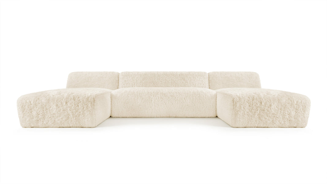 IonaIona - Iona Sectional, Double Chaise, White Long Hair Sherpa