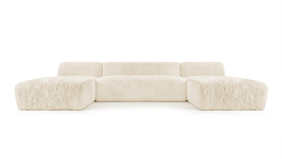 IonaIona - Iona Sectional, Double Chaise, White Long Hair Sherpa
