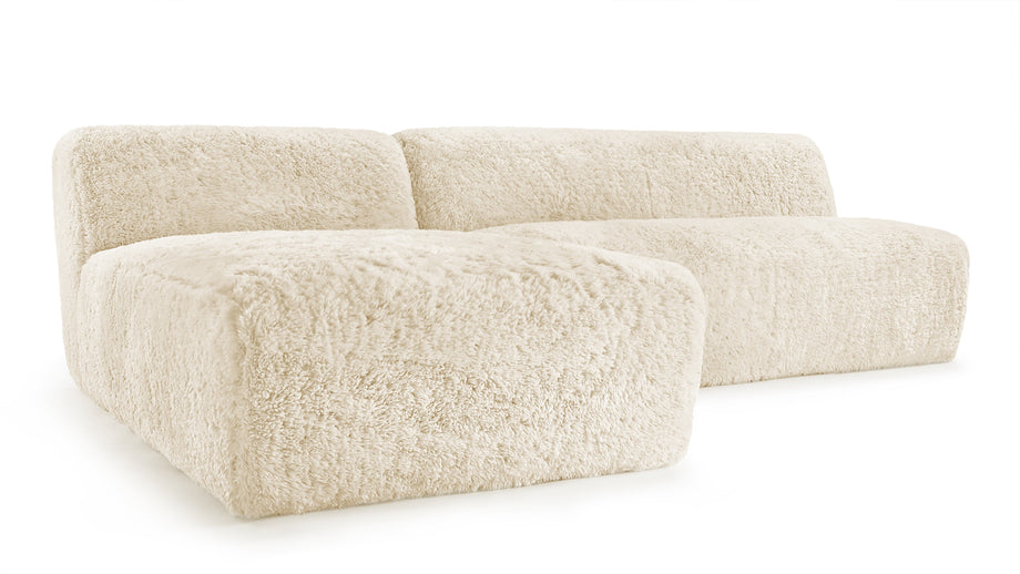 IonaIona - Iona Sectional, Left Chaise, White Long Hair Sherpa