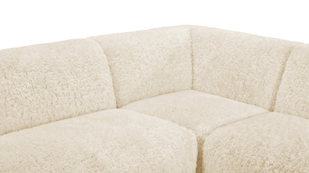 IonaIona - Iona Sectional, Right Corner, White Long Hair Sherpa