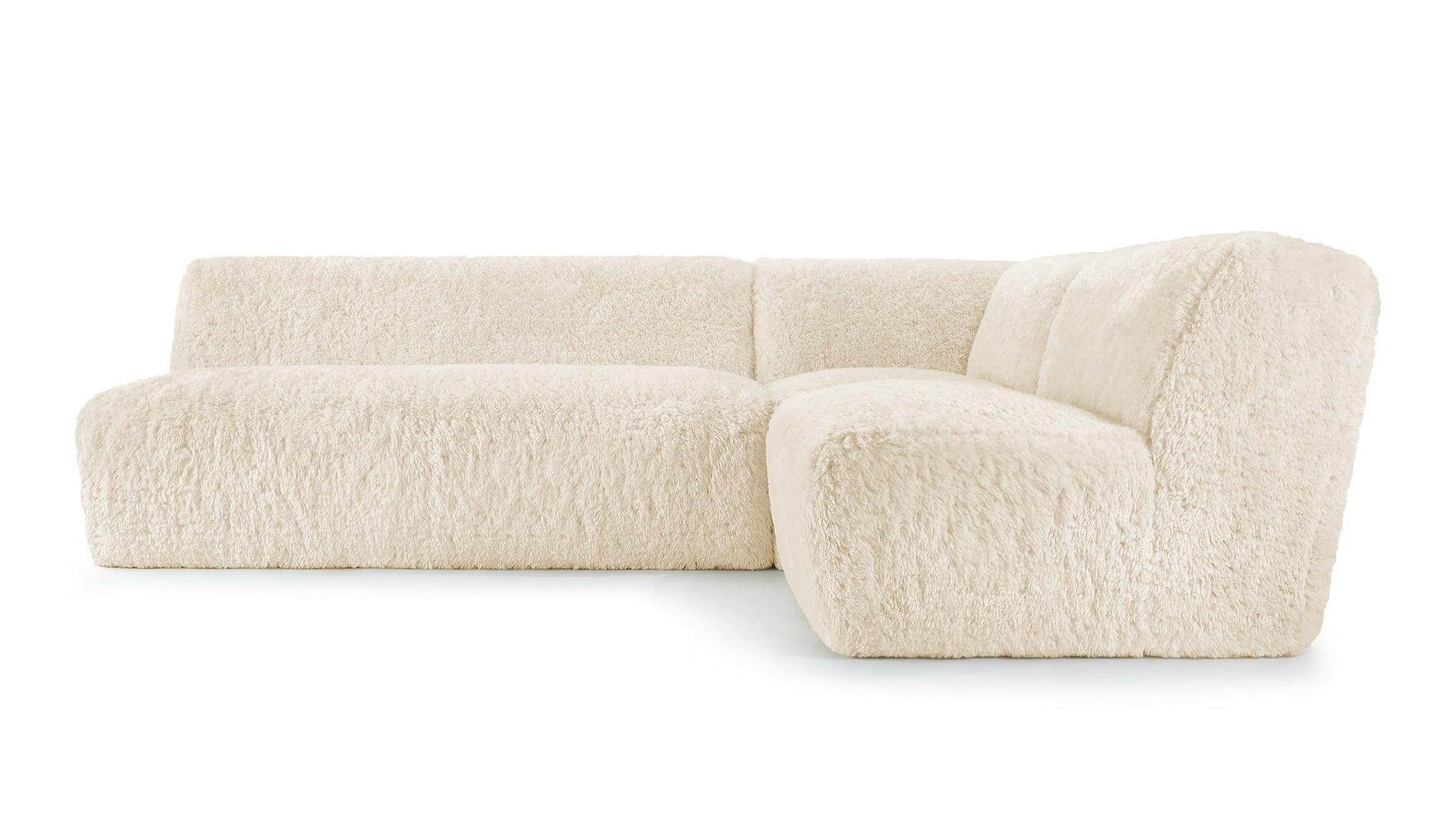 IonaIona - Iona Sectional, rechte Ecke, weißes langes Haar Sherpa