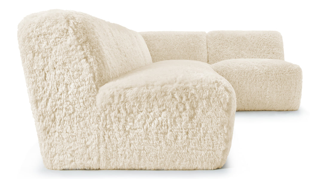 IonaIona - Iona Sectional, Right Corner, White Long Hair Sherpa