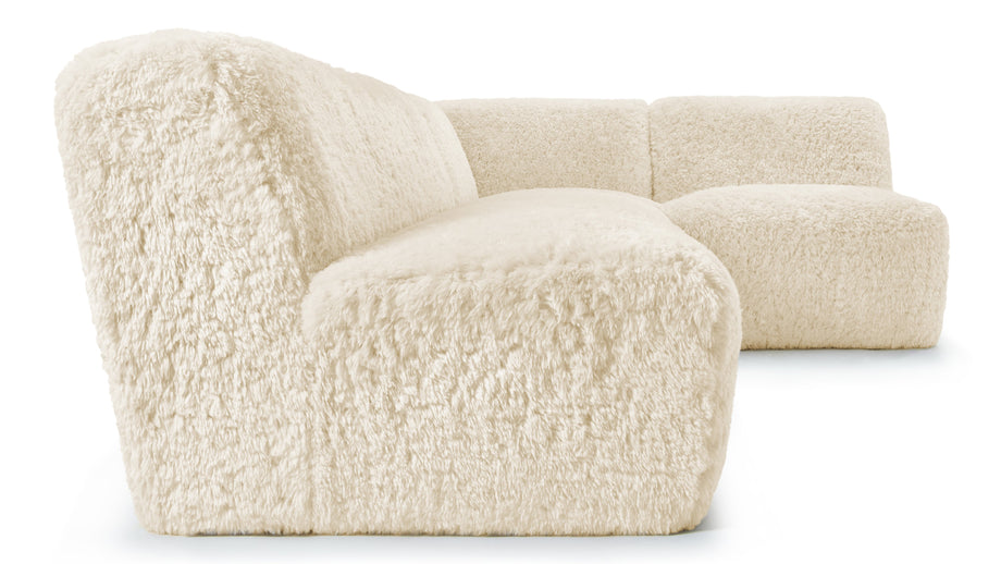 IonaIona - Iona Sectional, Right Corner, White Long Hair Sherpa