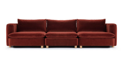 Morrell - Morrell - Morrell Three Seater Sofa, Garnet Velvet - Image 1