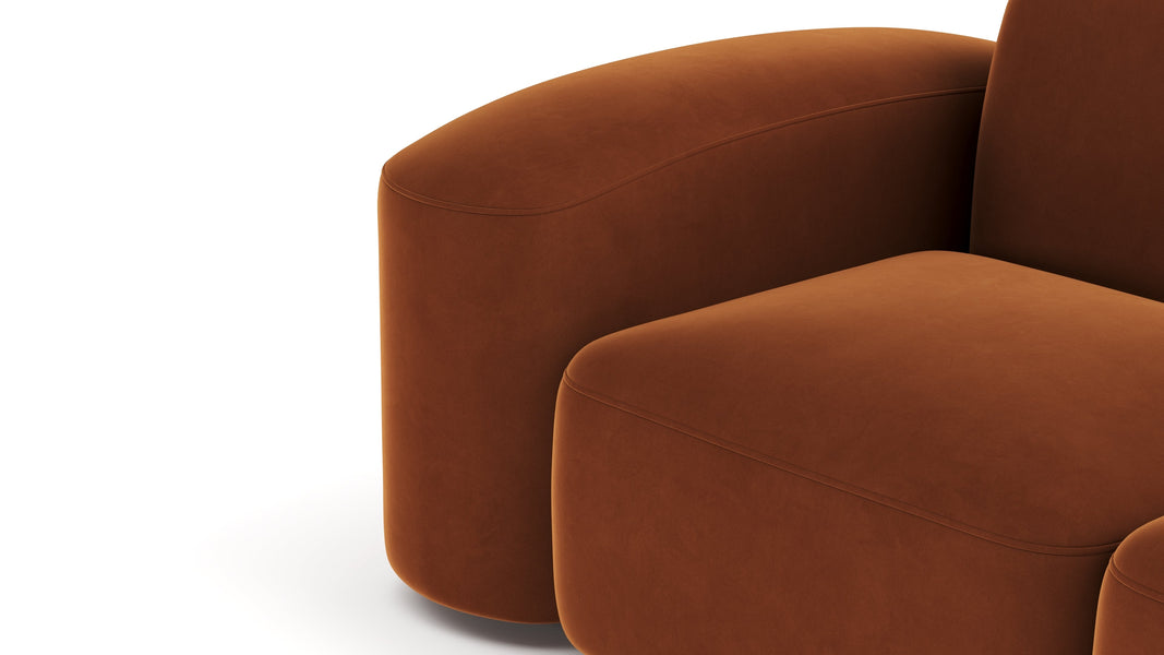 MuseMuse - Muse Sectional, Large Left Corner, Burnt Orange Velvet
