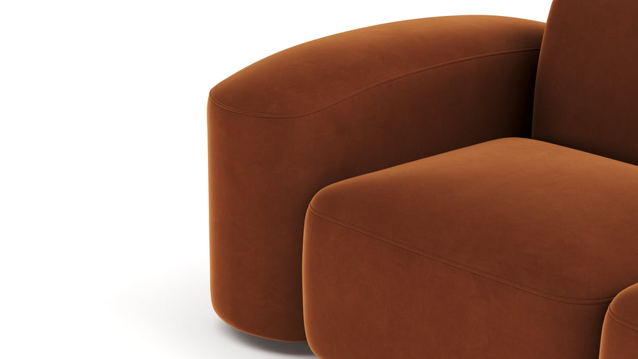 MuseMuse - Muse Sectional, Large Left Corner, Burnt Orange Velvet