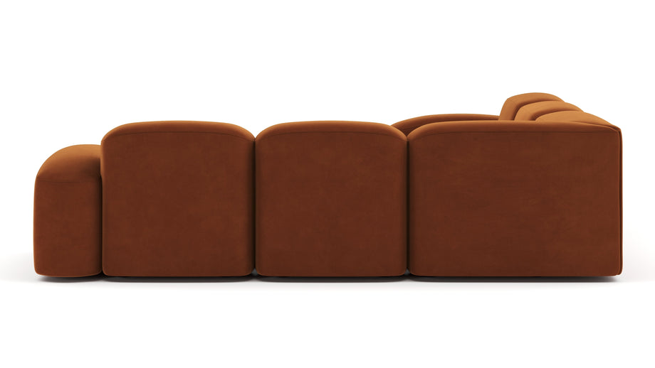 MuseMuse - Muse Sectional, Large Left Corner, Burnt Orange Velvet