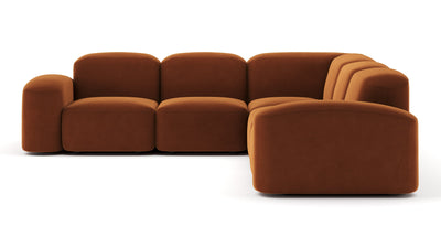 Muse - Muse - Muse Sectional, Large Right Corner, Burnt Orange Velvet - Image 1