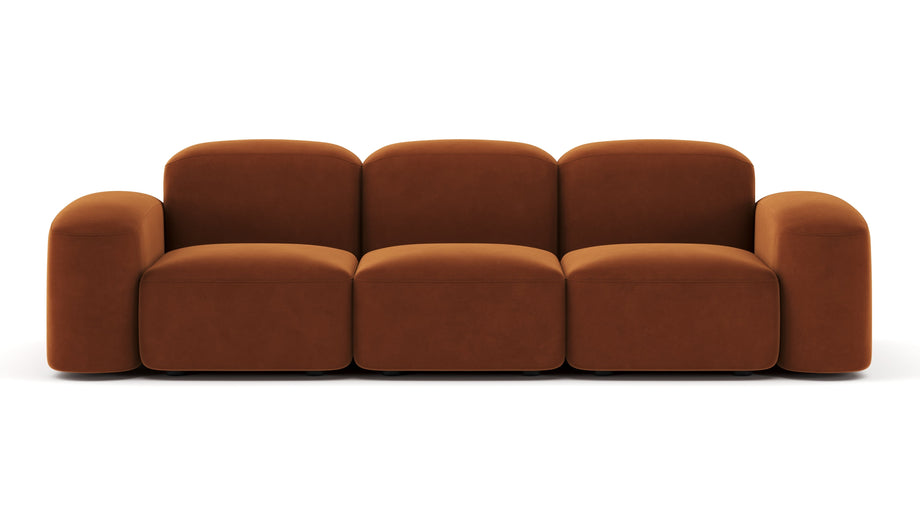 MuseMuse - Muse Three Seater Sofa, Burnt Orange Velvet