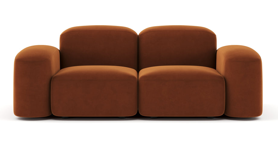 MuseMuse - Muse Two Seater Sofa, Burnt Orange Velvet