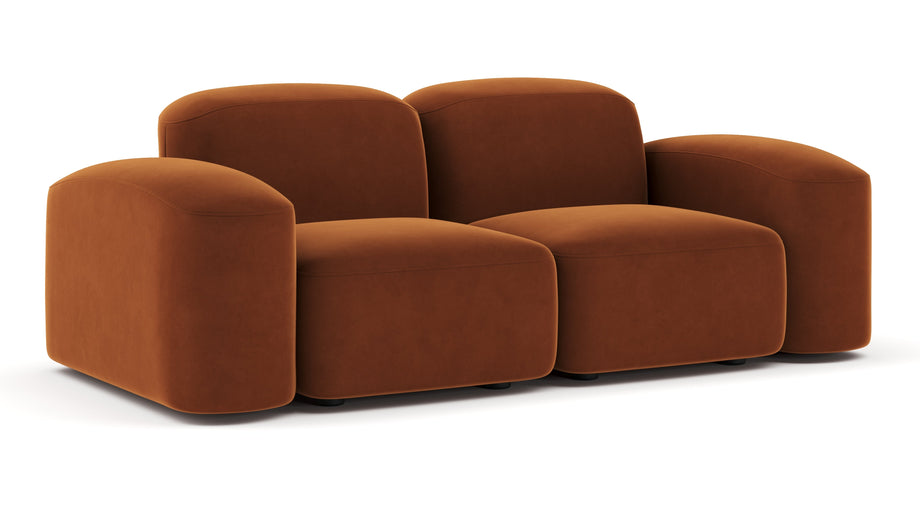 MuseMuse - Muse Two Seater Sofa, Burnt Orange Velvet