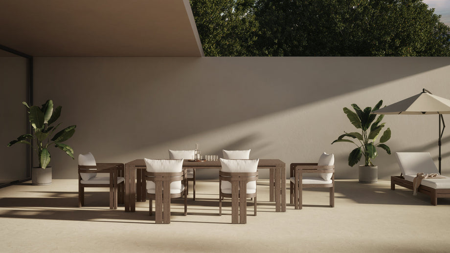 LussoWeathered Teak with White Cushions