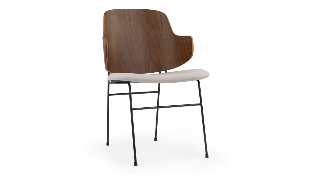 The PenguinThe Penguin - The Penguin Dining Chair, Wheat Gray Cashmere Wool and Walnut