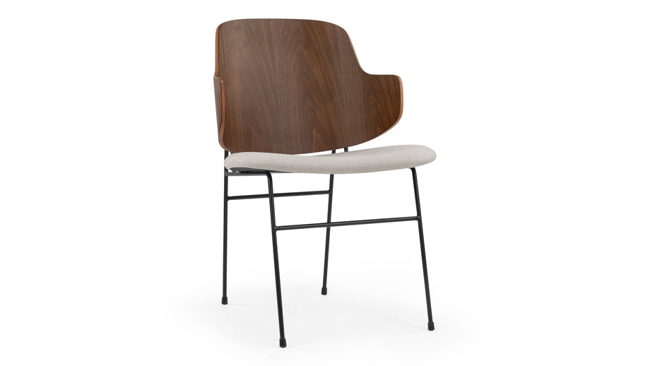 The PenguinThe Penguin - The Penguin Dining Chair, Wheat Gray Cashmere Wool and Walnut