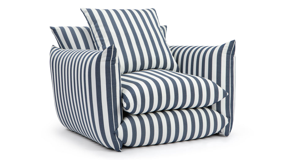 HoxtonHoxton - Hoxton Indoor/Outdoor Lounge Chair, Navy Stripe