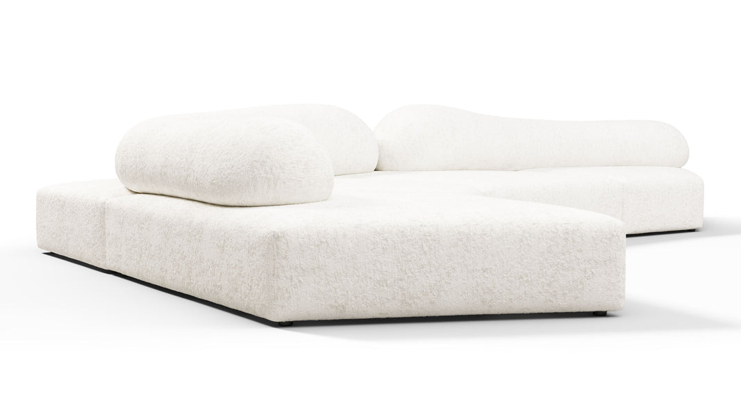 On the RocksOn the Rocks - On the Rocks Sofa, Left Corner, White Textured Chenille