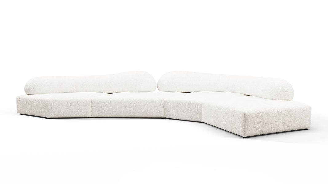 Auf den FelsenOn the Rocks - On the Rocks Sofa, Right Corner, White Textured Chenille