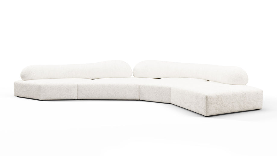 Auf den FelsenOn the Rocks - On the Rocks Sofa, Right Corner, White Textured Chenille