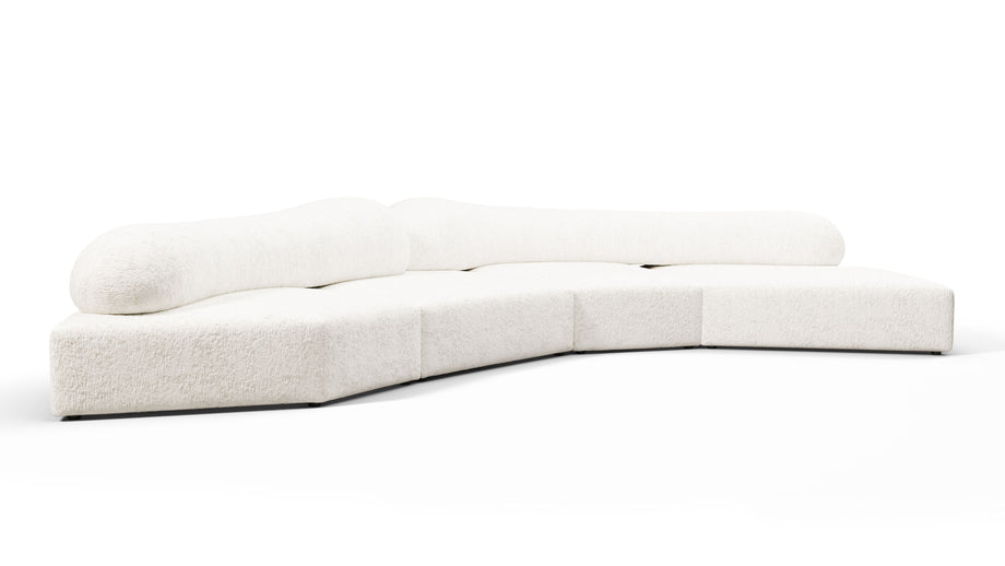 Auf den FelsenOn the Rocks - On the Rocks Sofa, Right Corner, White Textured Chenille