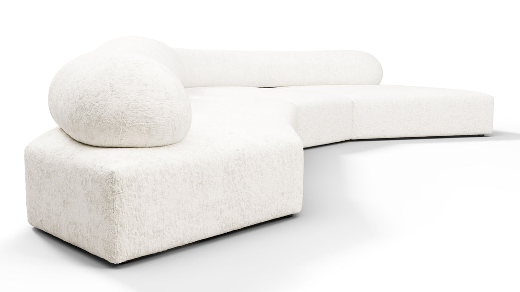 Auf den FelsenOn the Rocks - On the Rocks Sofa, Right Corner, White Textured Chenille