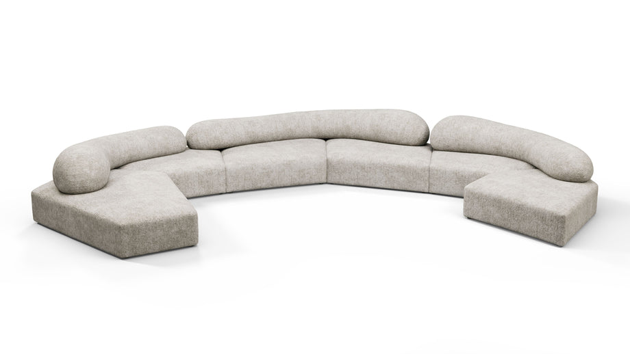 On the RocksOn the Rocks - On the Rocks Sofa, U Shape, Dove Textured Chenille
