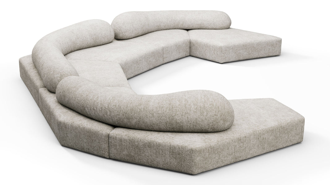 On the RocksOn the Rocks - On the Rocks Sofa, U Shape, Dove Textured Chenille