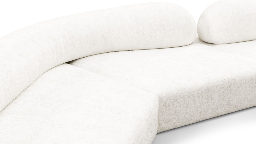 On the RocksOn the Rocks - On the Rocks Sofa, U Shape, White Textured Chenille