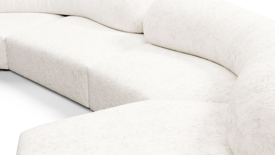 On the RocksOn the Rocks - On the Rocks Sofa, U Shape, White Textured Chenille