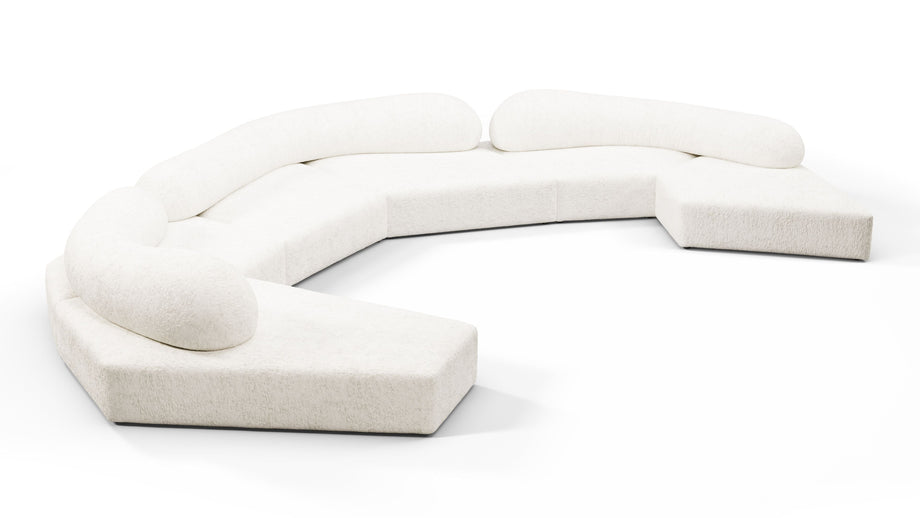 On the RocksOn the Rocks - On the Rocks Sofa, U Shape, White Textured Chenille