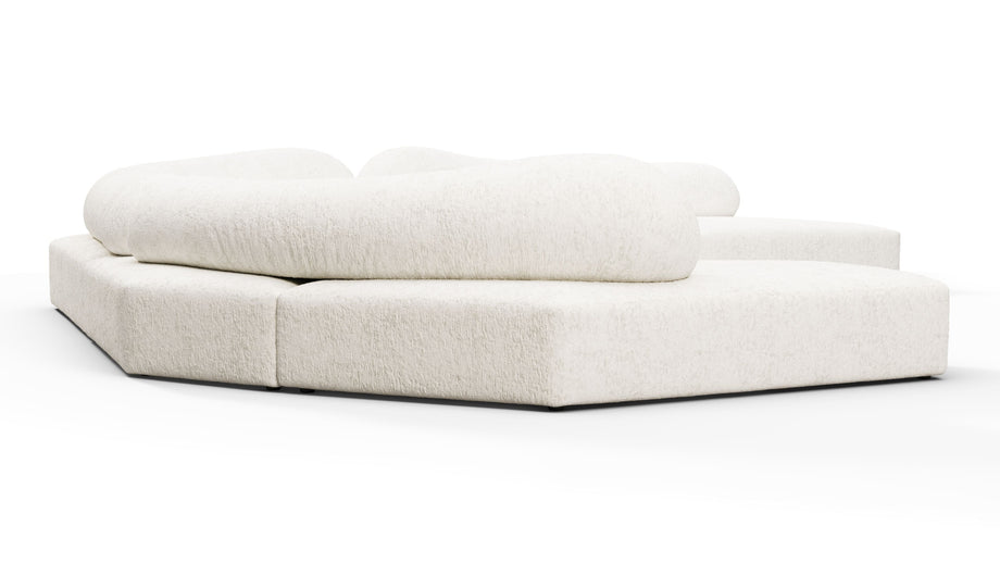 On the RocksOn the Rocks - On the Rocks Sofa, U Shape, White Textured Chenille