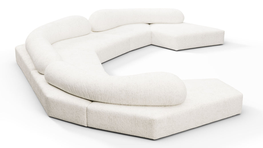 On the RocksOn the Rocks - On the Rocks Sofa, U Shape, White Textured Chenille