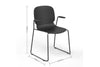 Aarhus Bistro Carver Stackable Chair Black with product dimensions labelled, office furniture and seating