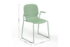 Aarhus Bistro Carver Stackable Chair Green with product dimensions labelled, office furniture and seating