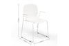 Aarhus Bistro Carver Stackable Chair White with product dimensions labelled, office furniture and seating