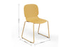 Aarhus Bistro Glide Stackable Chair Ginger with product dimensions labelled, furniture for offices and work areas.