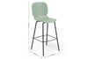 Aarhus green counter stool angled product shot on white background, modern seating for contemporary areas, offices, and workspaces