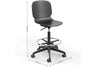 Aarhus Swivel Counter Stool Black with product dimensions labelled, office stool seating for modern workspaces