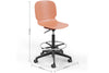 Aarhus Swivel Counter Stool Coral with product dimensions labelled, office stool seating for modern workspaces