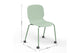 Aarhus Wheelie Chair green with product dimensions labelled, moveable office seating for modern workspaces