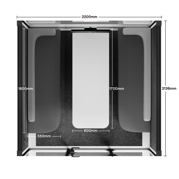 Mötesbås Quell - 6 personWhite / Dark Grey / Furniture Set 1